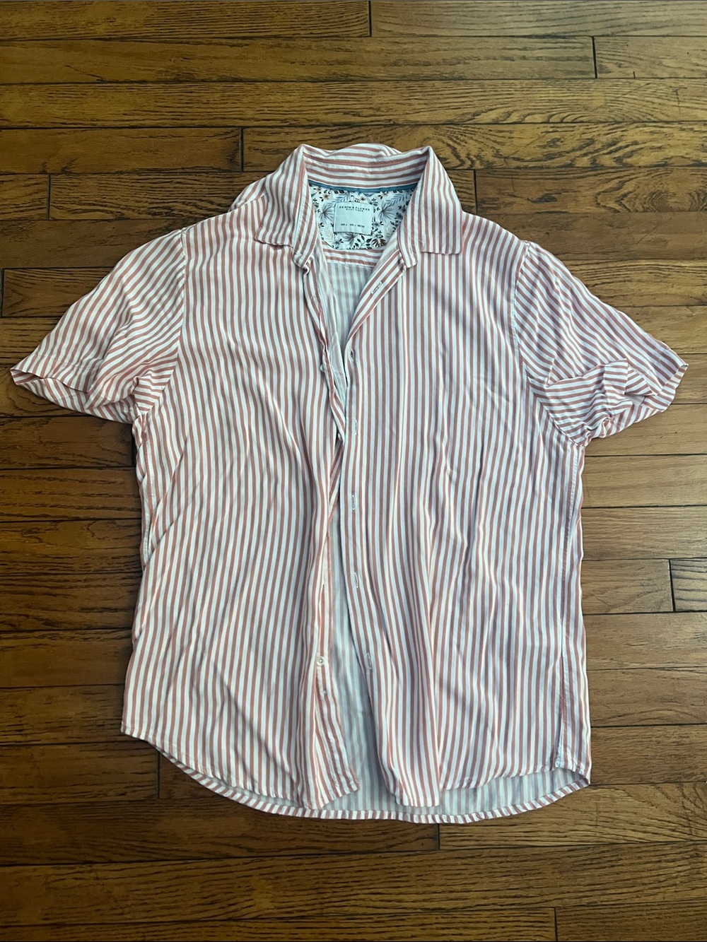 Denim & Flower Pink and White Striped Short-Sleeve Button-Up Shirt